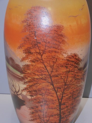 -GRAND VASE JOMA  art déco 1925/1940 décor LACUSTRE Signé Accidenté  VITRINE  D