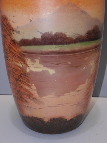 -GRAND VASE JOMA  art déco 1925/1940 décor LACUSTRE Signé Accidenté  VITRINE  D