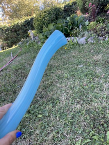 Grand vase Murano en verre bleu turquoise – 53 cm – Vintage