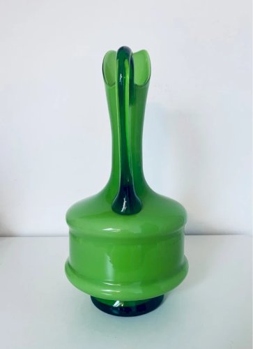 Grand Vase Pichet Opaline Vert Pop Art Vintage 70s 35cm