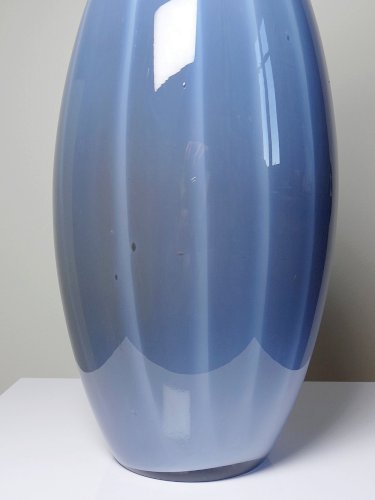 Grand vase poire vintage verre fumé doublé dopaline bulle de savon Murano