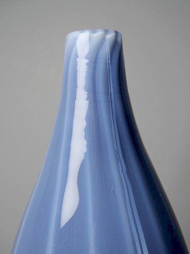Grand vase poire vintage verre fumé doublé dopaline bulle de savon Murano