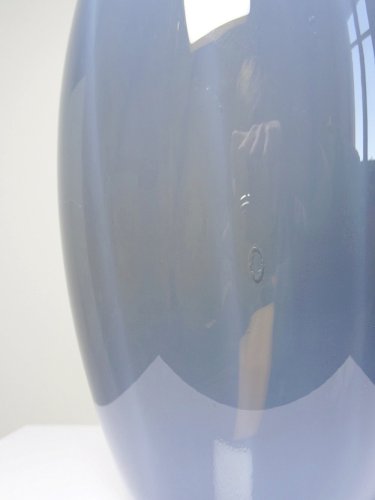 Grand vase poire vintage verre fumé doublé dopaline bulle de savon Murano