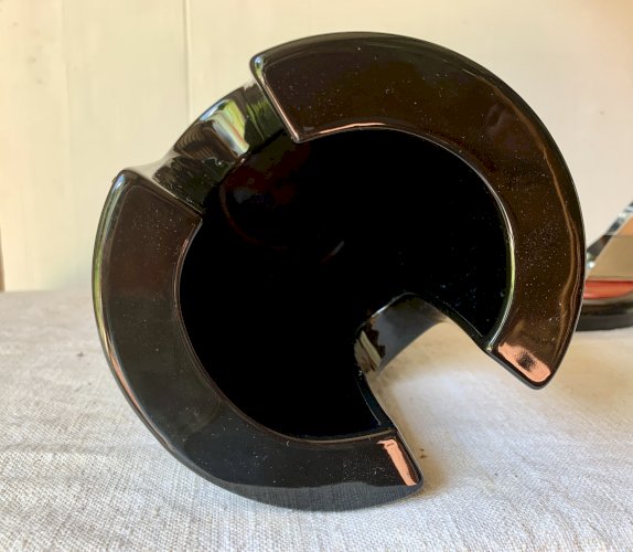 Grand vase rouleau noir design 1980