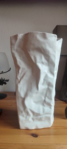 Grand vase style "Kami" blanc mât effet papier froissé 