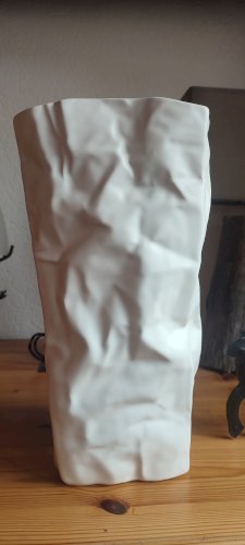 Grand vase style "Kami" blanc mât effet papier froissé 