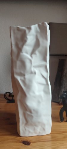 Grand vase style "Kami" blanc mât effet papier froissé 