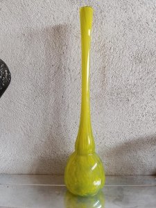 large vintage glass vase in yellow-green berluze style in good condition