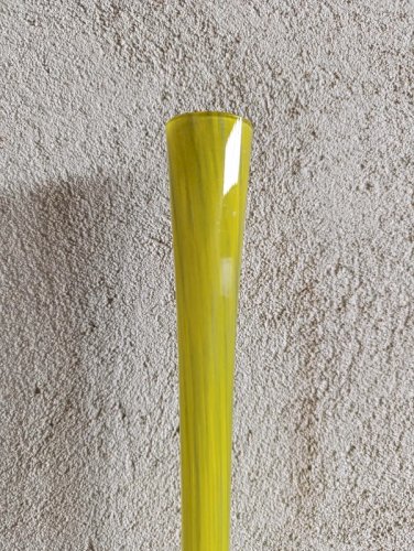 grand vase vintage en verre style berluze jaune vert en bon etat
