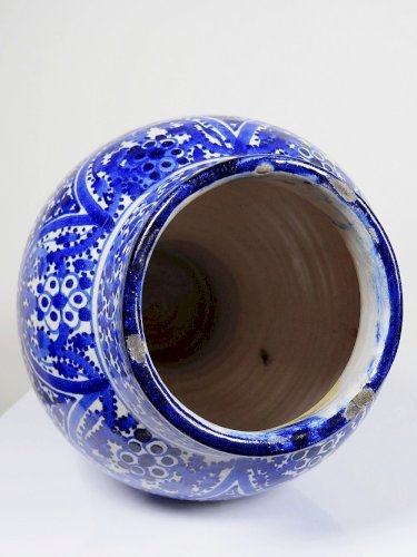 Grand vase/jarre Marocaine Fès céramique artisanale Khabia XIX-XXe cobalt