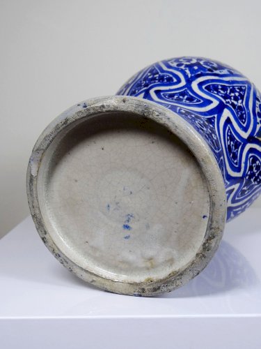 Grand vase/jarre Marocaine Fès céramique artisanale Khabia XIX-XXe cobalt