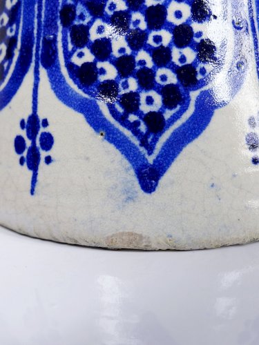 Grand vase/jarre Marocaine Fès céramique artisanale Khabia XIX-XXe cobalt