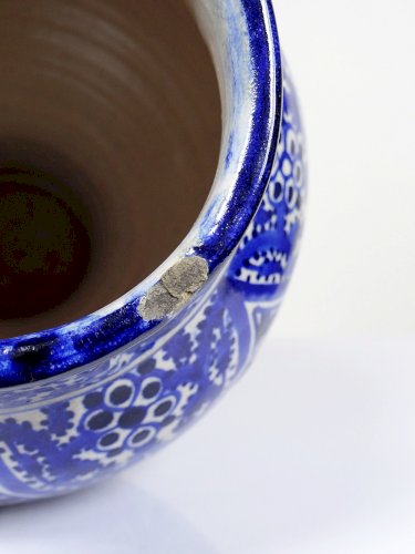 Grand vase/jarre Marocaine Fès céramique artisanale Khabia XIX-XXe cobalt