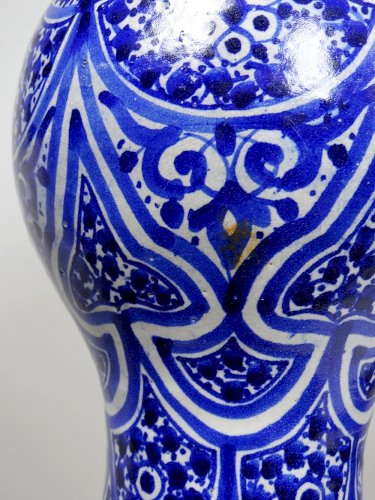 Grand vase/jarre Marocaine Fès céramique artisanale Khabia XIX-XXe cobalt