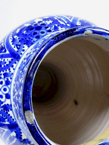 Grand vase/jarre Marocaine Fès céramique artisanale Khabia XIX-XXe cobalt