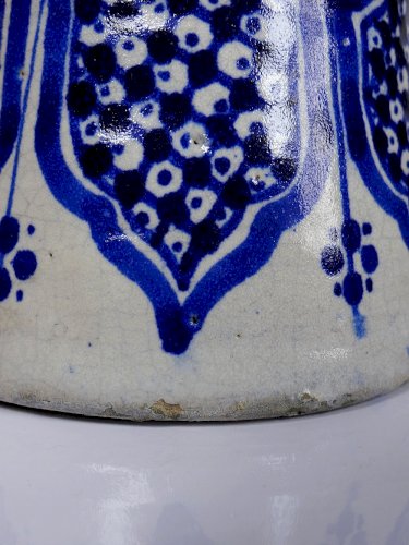 Grand vase/jarre Marocaine Fès céramique artisanale Khabia XIX-XXe cobalt