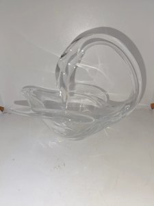 grand vide poche en cristal de vannes à decor de cygne en bon etat