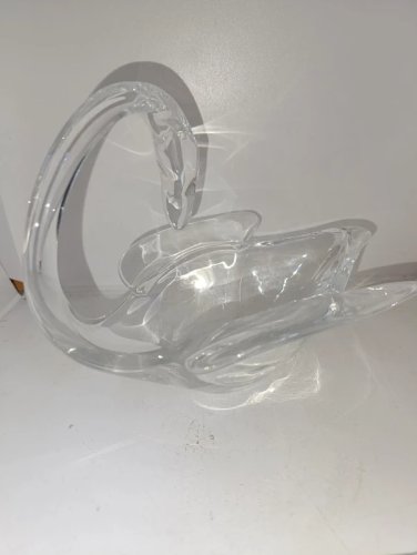 grand vide poche en cristal de vannes à decor de cygne en bon etat