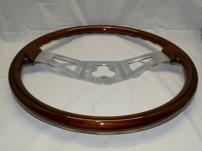 -GRAND VOLANT BOIS COULEUR ACAJOU A ADAPTER de BATEAU CAMION AUTO COLLECTION  D