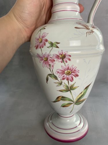 Grande aiguière vase faience K&G KG Lunéville décor libellule d'après Gallé