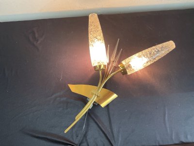 LARGE MODERNIST WALL LAMP HOUSE Arlus IN BRASS