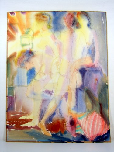 Grande Aquarelle XX° TRANSPARENCE par Valadié Jean Baptiste pas de Signature