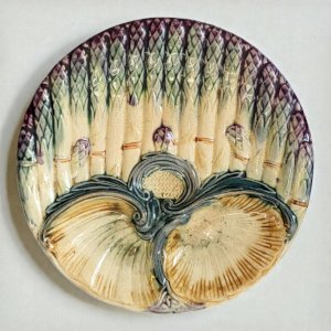 Large asparagus platter barbotine Onnaing / Wasmuel