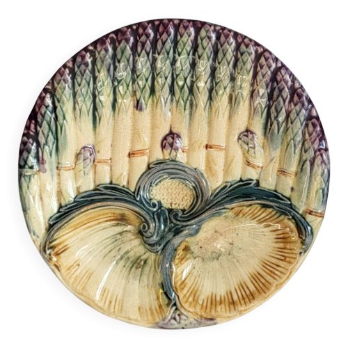 Grande Assiette à asperges barbotine Onnaing / Wasmuel