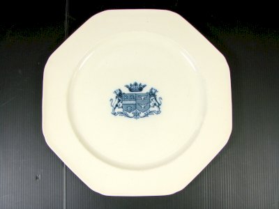 Large Porcelain Plate E Bourgeois Marseille Coat of Arms Decor, Signed D- 25.7 cm