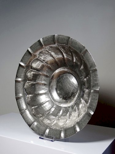 Grande bassine, coupe, Olri Italie vintage Année 50 Silver plated martelée