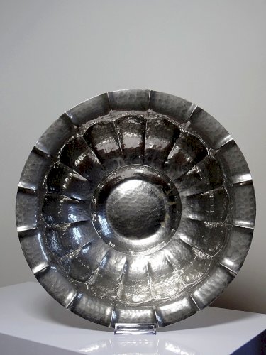 Grande bassine, coupe, Olri Italie vintage Année 50 Silver plated martelée