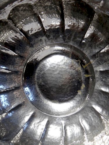 Grande bassine, coupe, Olri Italie vintage Année 50 Silver plated martelée