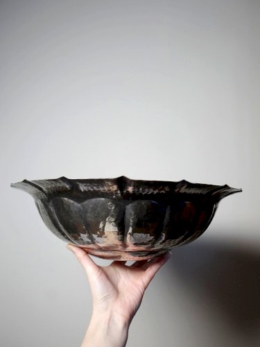 Grande bassine, coupe, Olri Italie vintage Année 50 Silver plated martelée