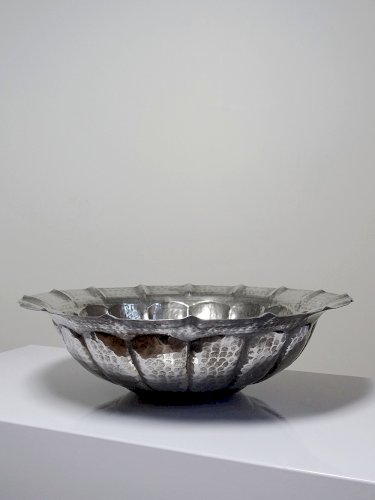 Grande bassine, coupe, Olri Italie vintage Année 50 Silver plated martelée