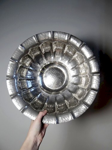 Grande bassine, coupe, Olri Italie vintage Année 50 Silver plated martelée