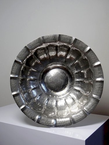 Grande bassine, coupe, Olri Italie vintage Année 50 Silver plated martelée