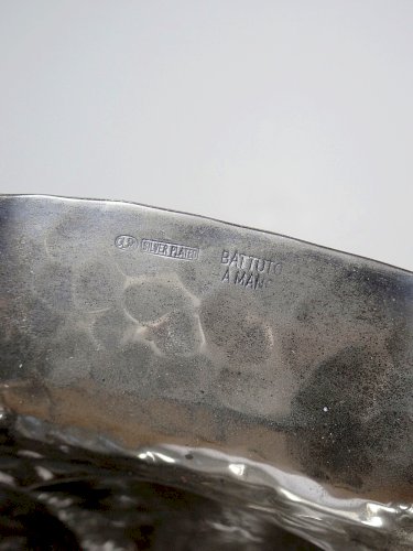 Grande bassine, coupe, Olri Italie vintage Année 50 Silver plated martelée