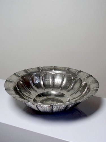 Grande bassine, coupe, Olri Italie vintage Année 50 Silver plated martelée