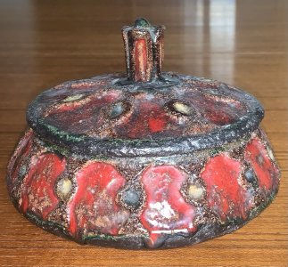 large tripod box 1960's brutalist ceramic Vallauris signed Marwal