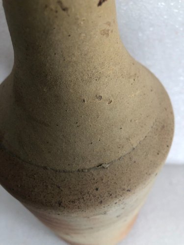 grande Bouteille artisanale  terre cuite brut vernissée La Borne Puisaye poterie