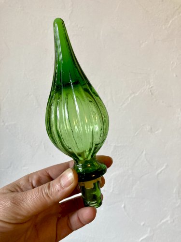 Grande bouteille / carafe en verre vert d'Empoli, années 1960