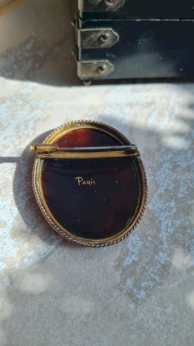 Grande Broche ancienne émaillée signée S.F bijou Paris collection
