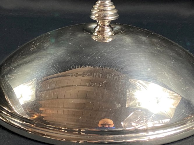 Grande cloche de service couvre-plat individuel en métal argenté