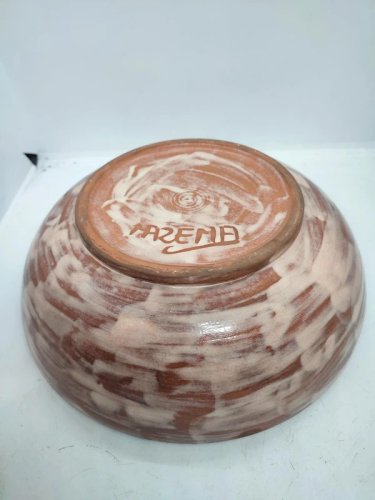 grande coupe a decor floral emaille datant des annees 1970 signé Martine Azema en bon etat