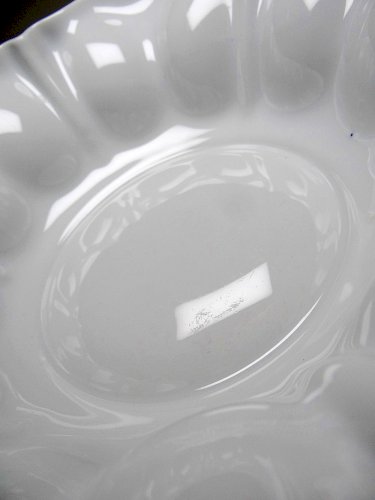 Grande coupe à fruits/saladier porcelaine fine de Limoges blanche vintage/ancien
