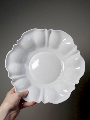 Grande coupe à fruits/saladier porcelaine fine de Limoges blanche vintage/ancien