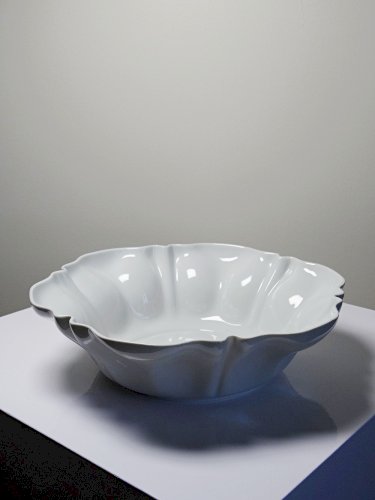 Grande coupe à fruits/saladier porcelaine fine de Limoges blanche vintage/ancien