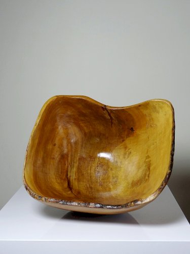 Grande coupe en bois d'olivier Riviera brutaliste artisanat circa 1950