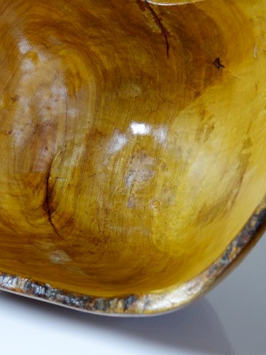 Grande coupe en bois d'olivier Riviera brutaliste artisanat circa 1950