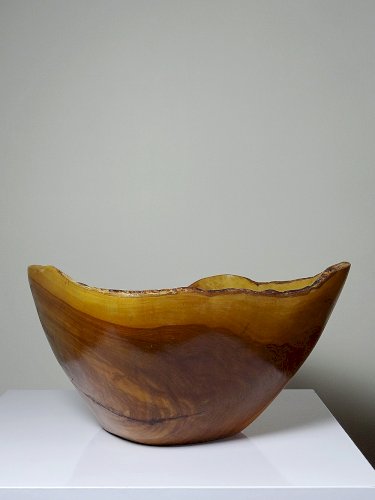 Grande coupe en bois d'olivier Riviera brutaliste artisanat circa 1950